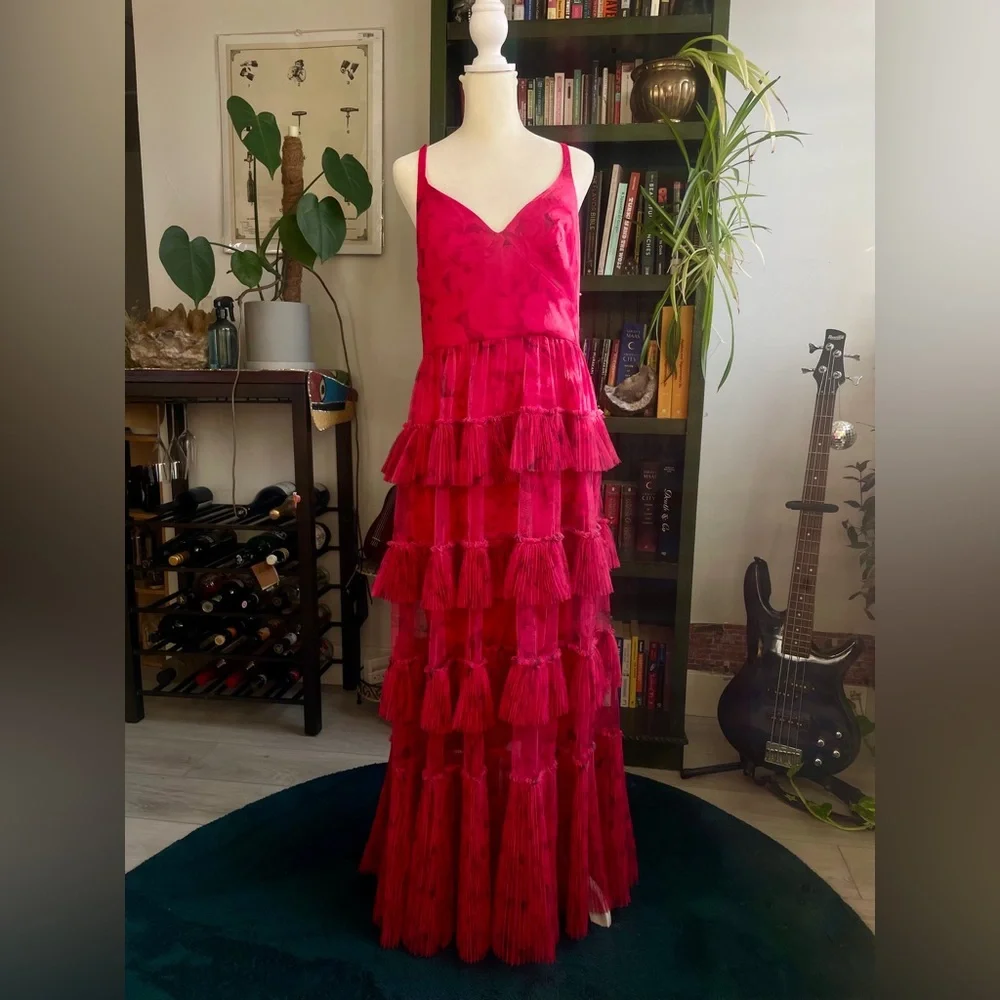 NWT Hutch Freya Sleeveless Tiered Tulle Maxi Dress - Picture 5 of 9